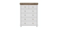 Commode XL design 6 tiroirs. Coloris blanc et chêne. Collection ASSIA