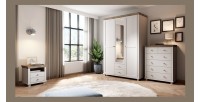 Commode XL design 6 tiroirs. Coloris blanc et chêne. Collection ASSIA