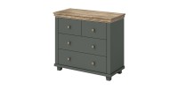 Commode design 4 tiroirs. Coloris vert kaki et chêne. Collection ASSIA