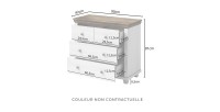Commode design 4 tiroirs. Coloris vert kaki et chêne. Collection ASSIA