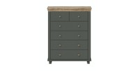 Commode XL design 6 tiroirs. Coloris vert kaki et chêne. Collection ASSIA