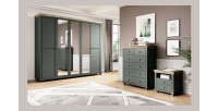 Commode XL design 6 tiroirs. Coloris vert kaki et chêne. Collection ASSIA