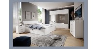 Commode design 2 portes et 4 tiroirs 130cm. Collection EOS coloris blanc mat