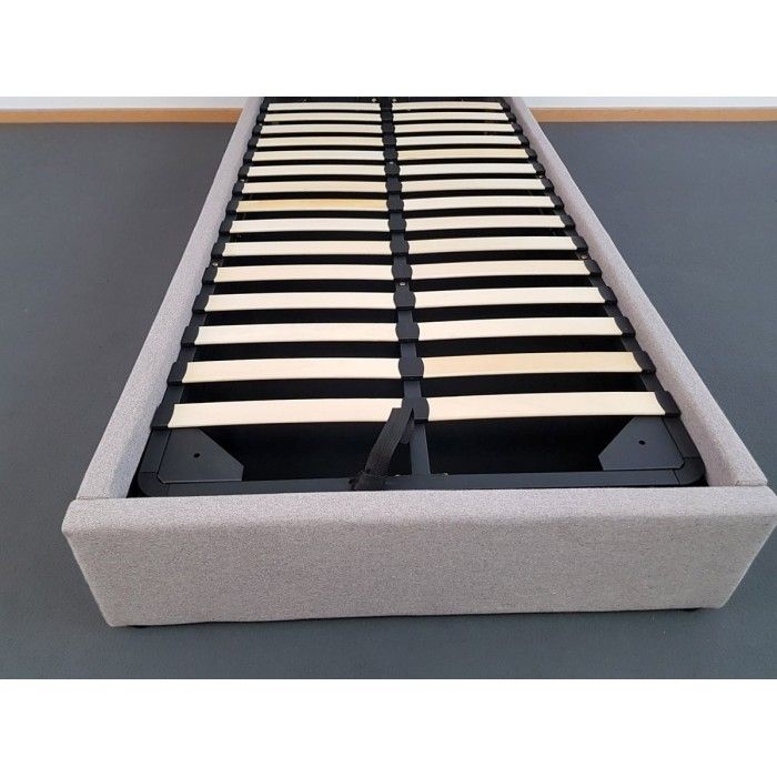 Lit coffre une place collection MILOS - Couleur grise - 90x200cm - Sommier inclus