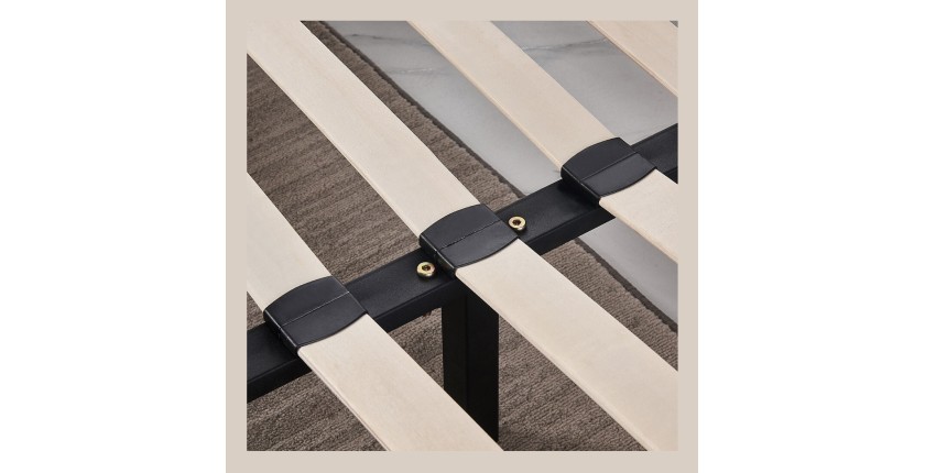 Structure de lit simple 140x200 collection GUAM. Coloris noir.