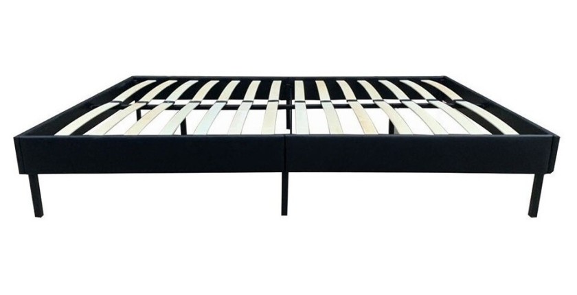 Structure de lit simple 140x200 collection GUAM. Coloris noir.