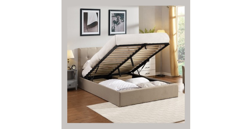 Lit coffre collection DESERT - Couleur beige - 140x200cm - Sommier inclus