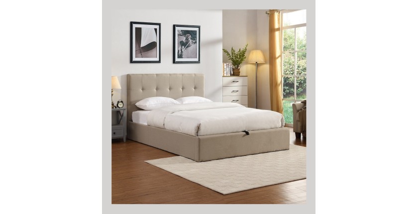Lit coffre collection DESERT - Couleur beige - 140x200cm - Sommier inclus