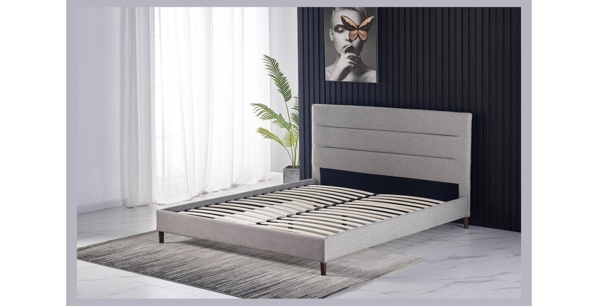 Lit collection SIENNE - Couleur grise - 140x200cm - Sommier inclus