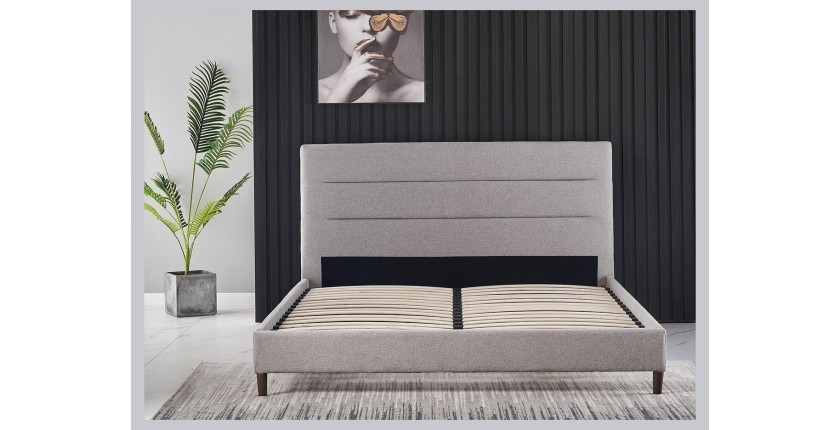 Lit collection SIENNE - Couleur grise - 140x200cm - Sommier inclus