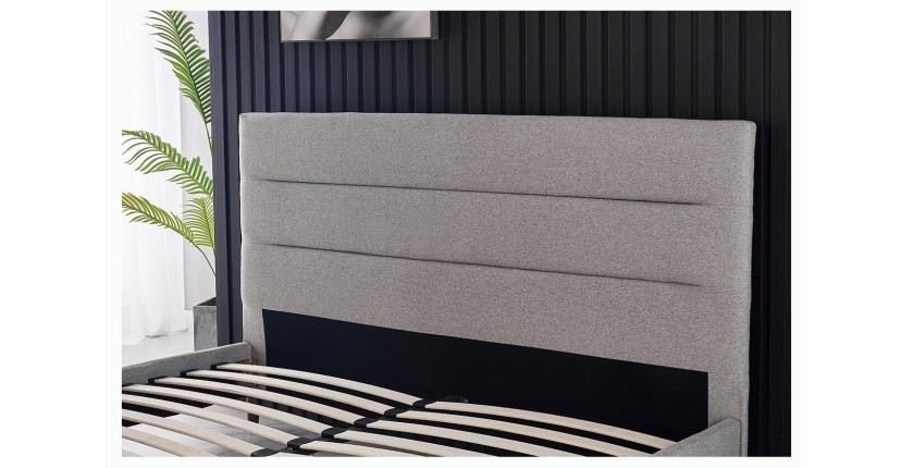 Lit collection SIENNE - Couleur grise - 140x200cm - Sommier inclus