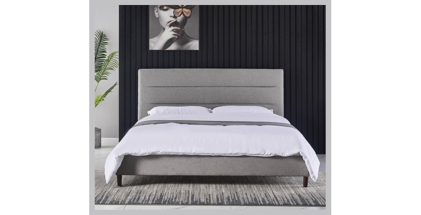 Lit collection SIENNE - Couleur grise - 160x200cm - Sommier inclus