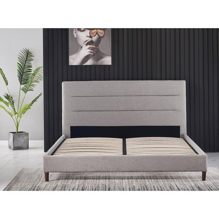 Lit collection SIENNE - Couleur grise - 160x200cm - Sommier inclus