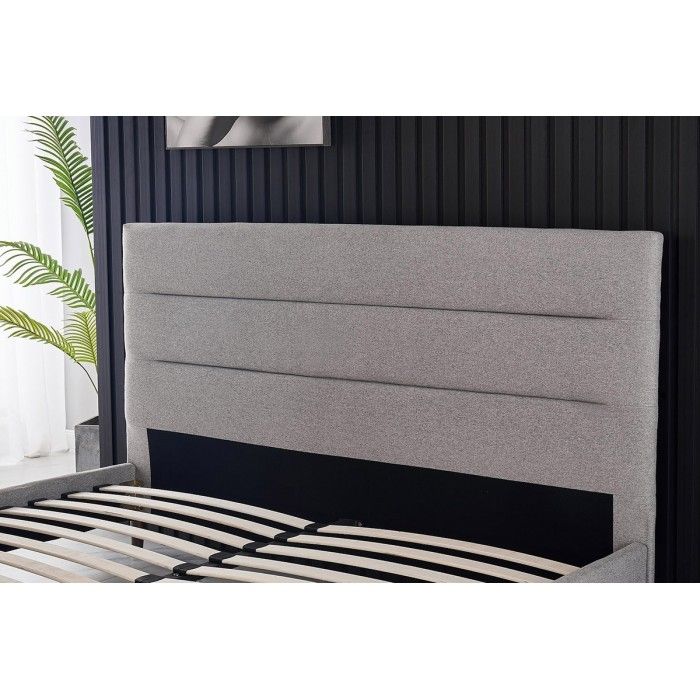 Lit collection SIENNE - Couleur grise - 160x200cm - Sommier inclus