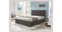 Lit avec tiroirs collection OTTAWA - Couleur grise et chêne - 140x200cm - Sommier inclus