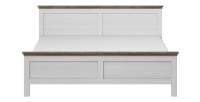 Lit adulte 160x200 collection ASSIA. Coloris blanc et  finitions aspect chêne.