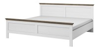 Lit adulte 160x200 collection ASSIA. Coloris blanc et  finitions aspect chêne.