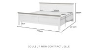 Lit adulte 160x200 collection ASSIA. Coloris vert kaki et  finitions aspect chêne.