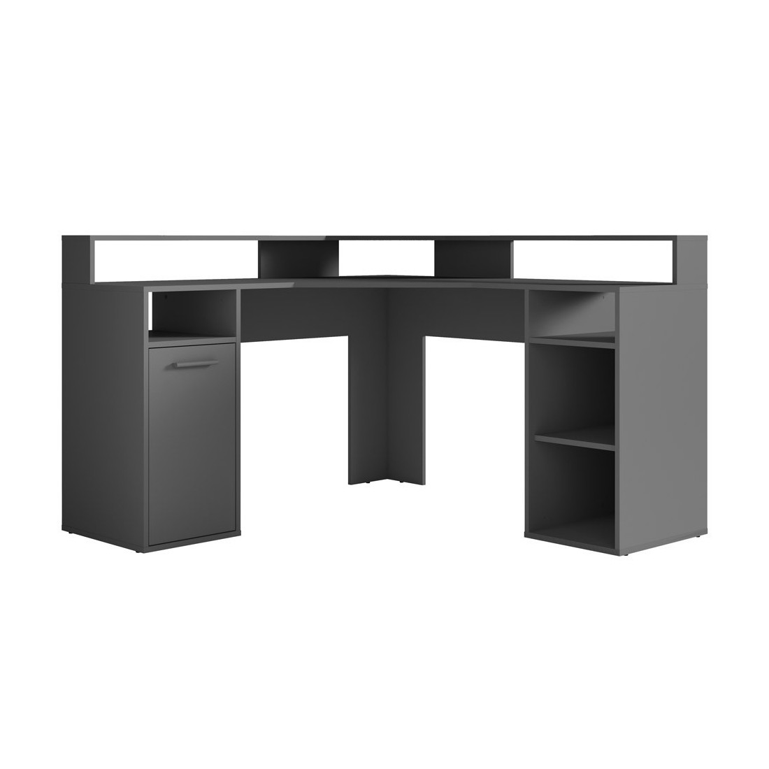 Bureau d'angle design avec nombreux rangements collection OFFICE coloris gris.