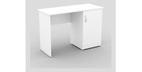 Bureau droit design avec caisson de rangement 1 porte collection ARLEE coloris blanc.