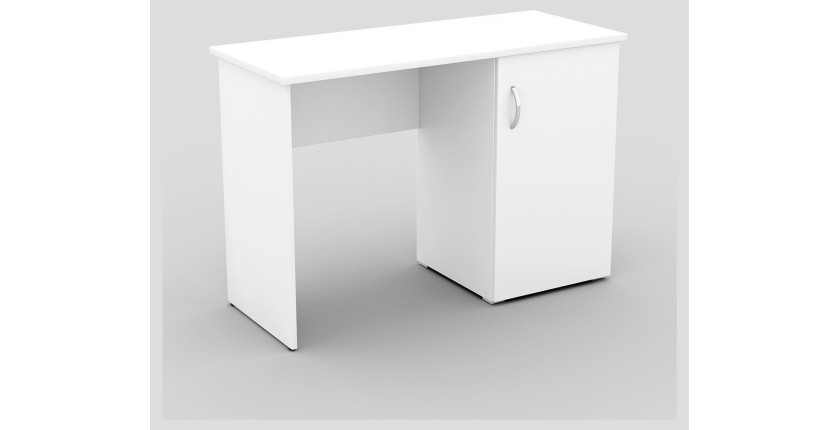Bureau droit design avec caisson de rangement 1 porte collection ARLEE coloris blanc.