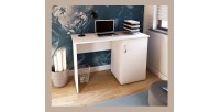 Bureau droit design avec caisson de rangement 1 porte collection ARLEE coloris blanc.