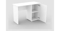 Bureau droit design avec caisson de rangement 1 porte collection ARLEE coloris blanc.