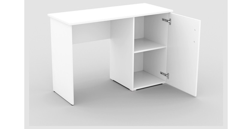 Bureau droit design avec caisson de rangement 1 porte collection ARLEE coloris blanc.