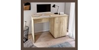 Bureau droit design avec caisson de rangement 1 porte collection ARLEE coloris chêne sonoma.
