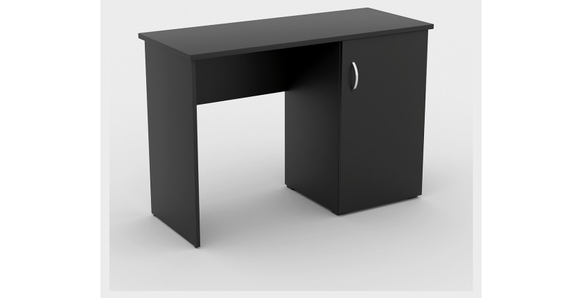 Bureau droit design avec caisson de rangement 1 porte collection ARLEE coloris noir.