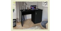Bureau droit design avec caisson de rangement 1 porte collection ARLEE coloris noir.