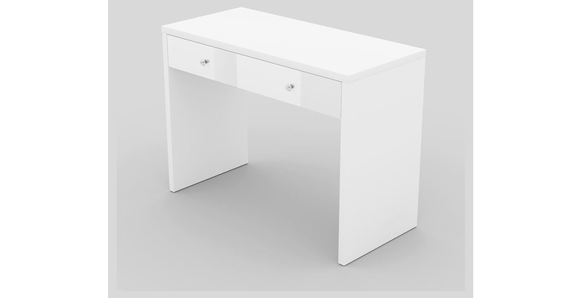 Bureau droit design avec grand tiroir collection BRIXTON coloris blanc.