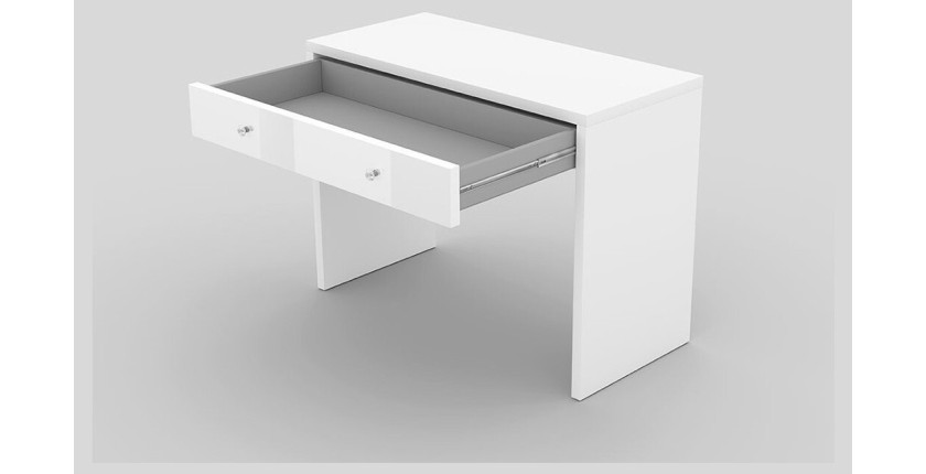 Bureau droit design avec grand tiroir collection BRIXTON coloris blanc.