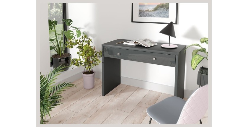 Bureau droit design avec grand tiroir collection BRIXTON coloris gris.