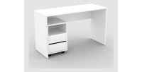 Bureau droit design avec caisson de rangement collection KINSALE coloris blanc.