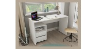 Bureau droit design avec caisson de rangement collection KINSALE coloris blanc.