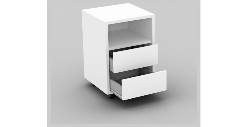 Bureau droit design avec caisson de rangement collection KINSALE coloris blanc.