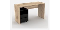 Bureau droit design avec caisson de rangement collection KINSALE coloris chêne sonoma et noir.