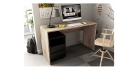 Bureau droit design avec caisson de rangement collection KINSALE coloris chêne sonoma et noir.
