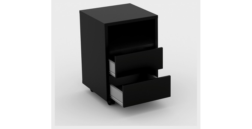 Bureau droit design avec caisson de rangement collection KINSALE coloris chêne sonoma et noir.
