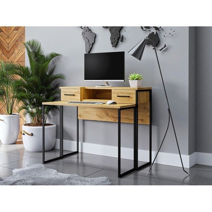Ensemble Bibliothèque et Console extensible en Bureau avec nombreux rangements collection JASPER.