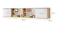 Étagères suspendue - DENVER - Coloris chêne et blanc - 2 portes et 4 niches
