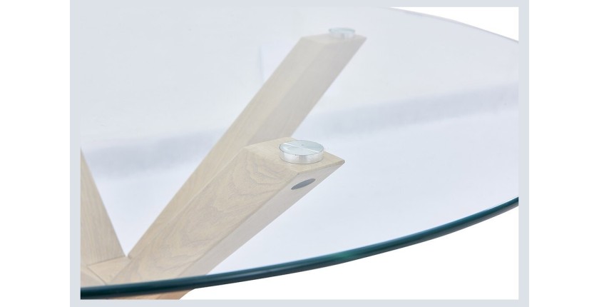 Table à manger ronde ALEX, ø120cm - verre et métal- Style Moderne