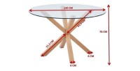 Table à manger ronde ALEX, ø120cm - verre et métal- Style Moderne