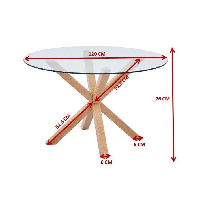 Table à manger ronde ALEX, ø120cm - verre et métal- Style Moderne