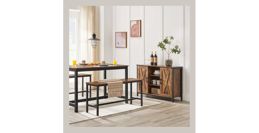 Table à manger 4 places style industriel collection TAMPA.