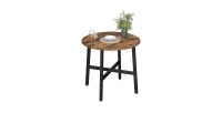 Table à manger ronde structure en métal noir et plateau en bois style industriel collection TAMPA.