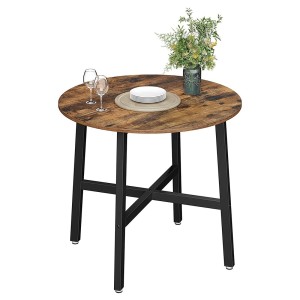Table à manger ronde structure en métal noir et plateau en bois style industriel collection TAMPA.