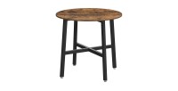 Table à manger ronde structure en métal noir et plateau en bois style industriel collection TAMPA.