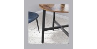 Table à manger ronde structure en métal noir et plateau en bois style industriel collection TAMPA.